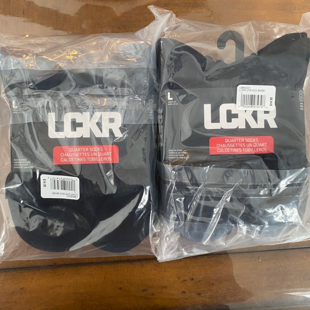 NEW Foot Locker LCKR Men's Black Quarter Socks L (Men's 8-12)‎ Bundle